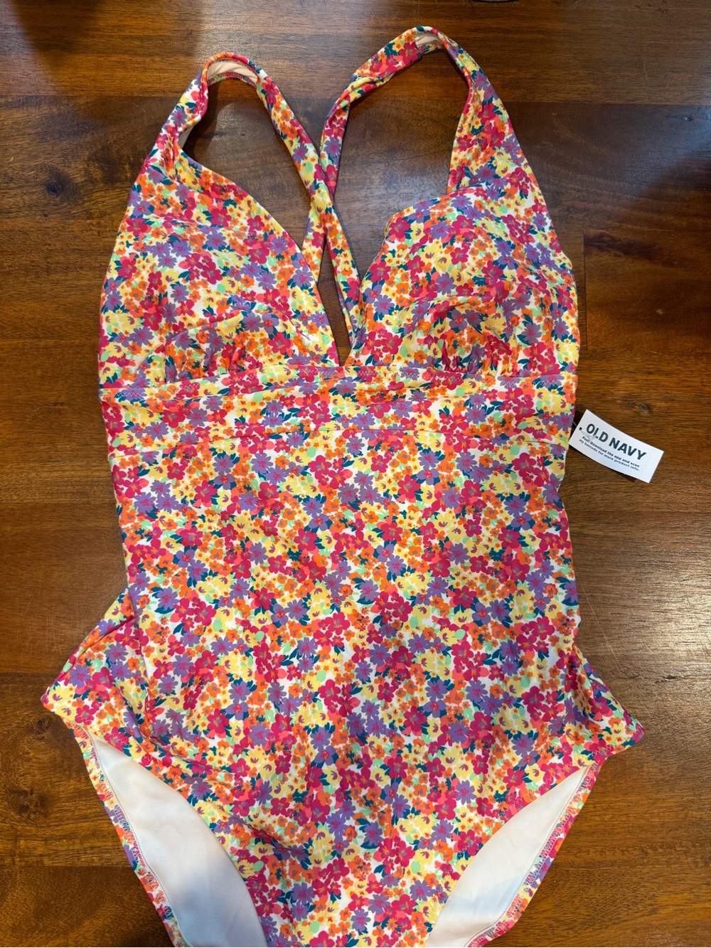 Old Navy Floral Tie Back One-Piece Swimsuit in Size Large NWT